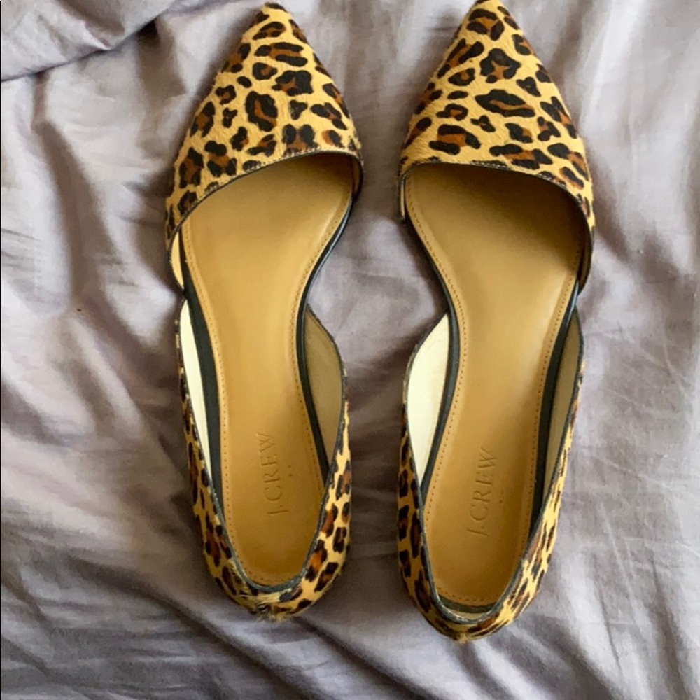 J. Crew | Zoe Leopard Calf Hair D'Orsay Flats